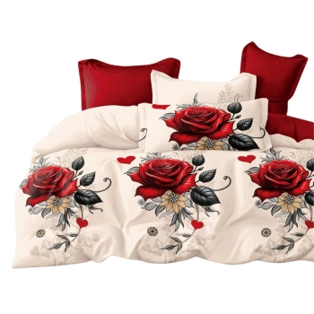 Pościel 160x200 bawełna satynowa róże czerwone PK745 z PRZEŚCIERADŁEM